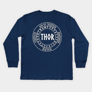 Thor Norse God with Runes God of Thunder Kids Long Sleeve T-Shirt